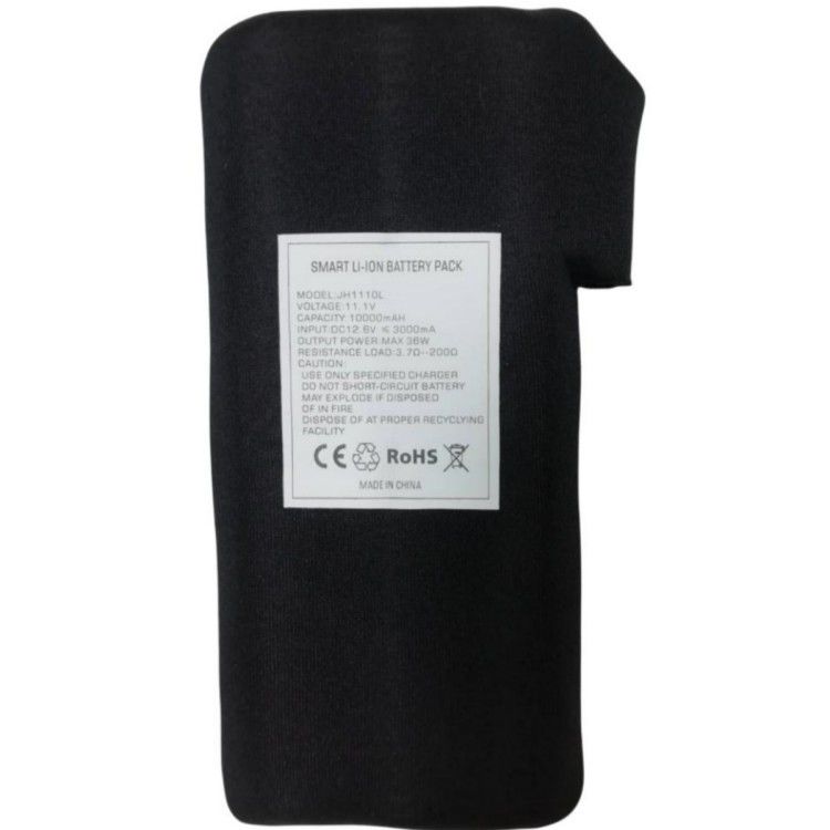 เสื้อผ้า 12V 10Ah แบตเตอรี่ 11.1V ผ้าดําห่อด้วยสายชาร์จDC สําหรับเสื้ออุ่น