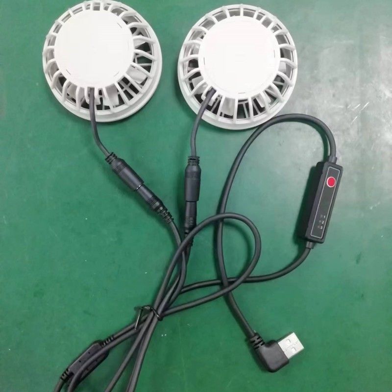 กางเกงเย็นร้อนเบาๆ แฟน Slim 25mm แฟนสองตัวเชื่อมต่อกับสายสวิทช์ USB