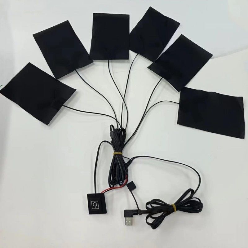 6-in-1 พัดทําความร้อนสําหรับเสื้อผ้า แต่ละ 10 X 15cm สีดํา 5V USB ด้วยสวิตช์