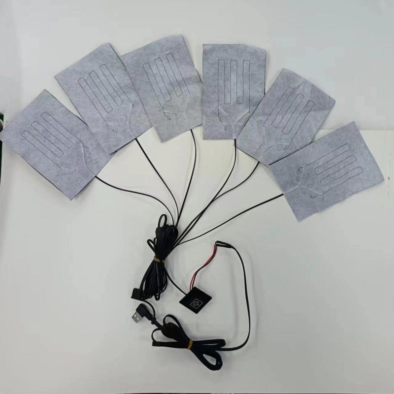 6-in-1 พัดทําความร้อนสําหรับเสื้อผ้า แต่ละ 10 X 15cm สีดํา 5V USB ด้วยสวิตช์