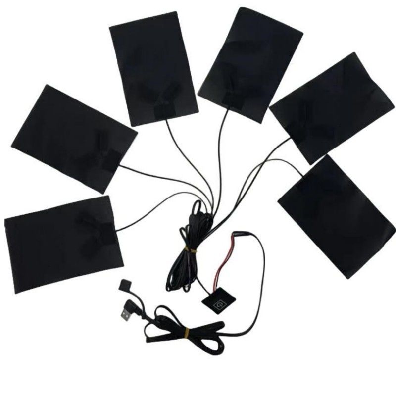 6-in-1 พัดทําความร้อนสําหรับเสื้อผ้า แต่ละ 10 X 15cm สีดํา 5V USB ด้วยสวิตช์