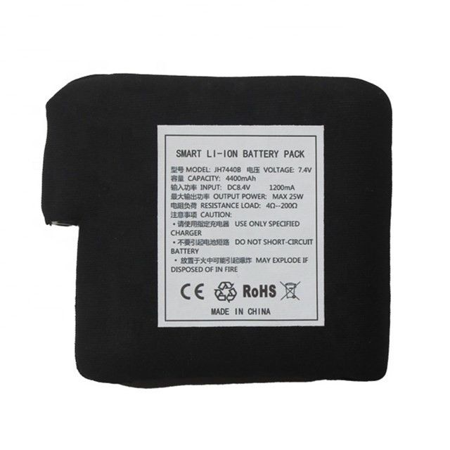 แบตเตอรี่ผูกผ้าดํา 7.4V 4400mAh 5200mAh 6400mAh 7000mAh แบตเตอรี่สําหรับเสื้ออุ่น