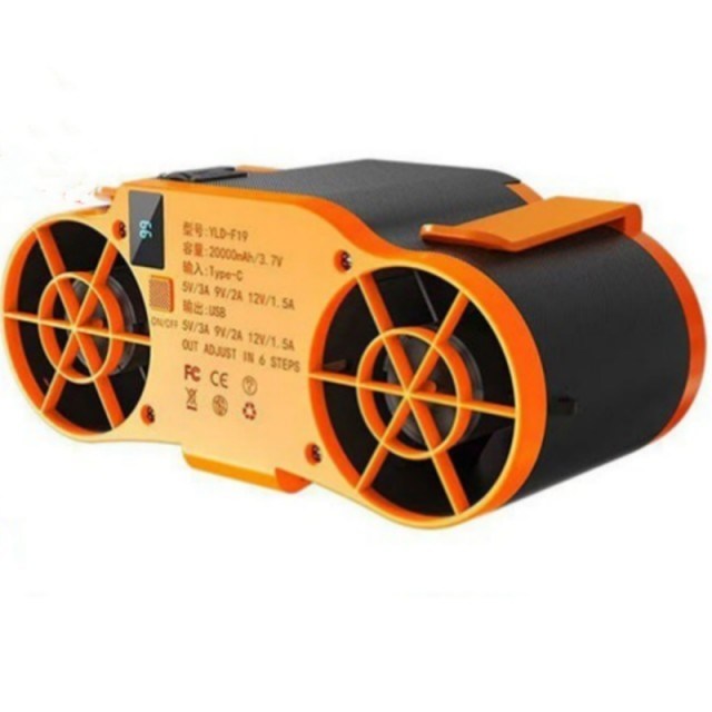 พัดลมคาดเอวแบบพกพา แบตเตอรี่ 20000mAh ปรับความเร็วได้ 6 ระดับ และฟังก์ชันพาวเวอร์แบงค์